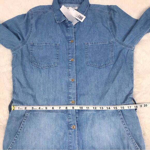OUTERKNOWN Wyatt Long Sleeve Button Front Denim Jumpsuit Blue Size Medium New - Picture 13 of 15